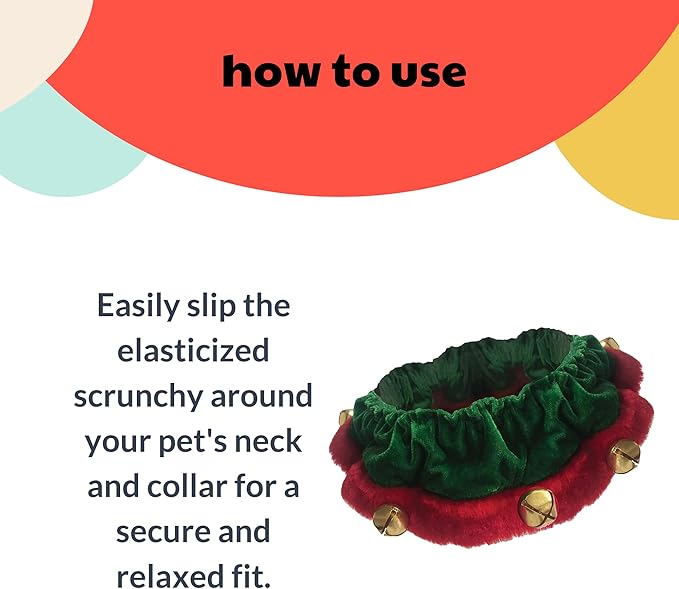 Huxley & Kent Ruff Pet Scrunchy | Elf (Large) | Festive Christmas/Holiday Neckwear for Dogs/Cats | Fun Stretchable Costume Accessory | Soft Collar with Bells