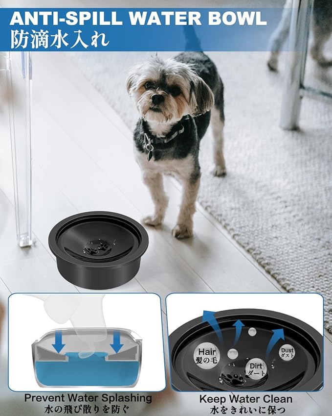 No Spill Water Bowl for Dogs, 30oz Slow Drinking Dog Slobber Stopper, Non Spilling Messy Splash or Drip