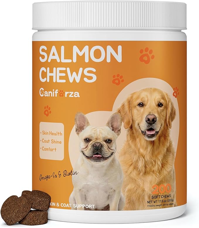 Omega 3 Fish Oil 200 Soft Chews for Dogs with Algae Omega-3, Salmon Oil, Kelp & Biotin | Skin & Coat Support, Comfort for Itchy Skin & Immune Support