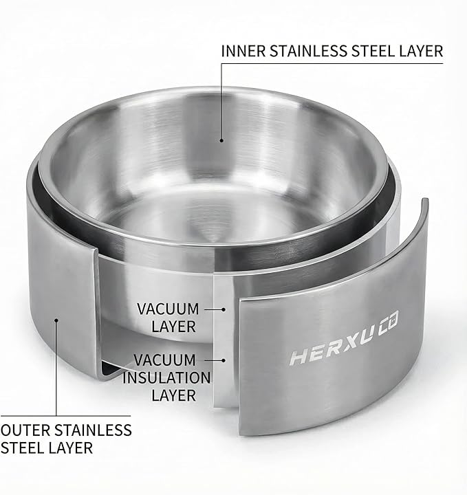 Stainless Steel Dog Slow Feeder – 2-in-1 Pet Bowl 64oz & Slow Feeder Ball 3.6in – Spherical Design Slows Eating & Use Separately or Together (Large)