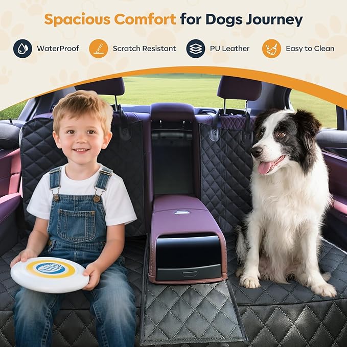Dog Car Seat Cover for Back Seat,New Upgraded Thickened Dog Car Seat Cover,Waterproof and Wear-Resistant Bench Back Seat Cover with Non-Slip Pad,Universal Size Fits Cars（Black