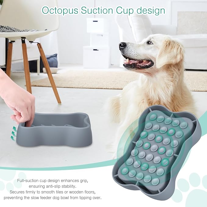 ORIA Slow Feeder Dog Bowls, Silicone Dog Slow Feeder, Anti-Choking Puzzle Dog Food Bowls, Interactive Dog Feeding Bowls with Non Slip Base, Machine Washable, for Small Medium Large Breed