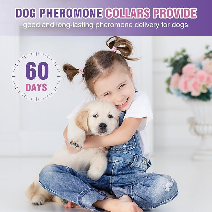 Calming Collar for Dogs 4 Packs Dog Pheromone Anti Anxiety Calm Collars to Relieve Stress and Bad Behavior Like Separation Lasts 60 Days