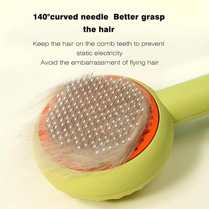 Pet Grooming Brush for Cats and Dogs, Self-Cleaning Sliker Brush for Removes Loose Undercoat, Mats, and Tangled Hair, Shedding Brush for Short or Long Haired Cats/Dogs (Pink-C)