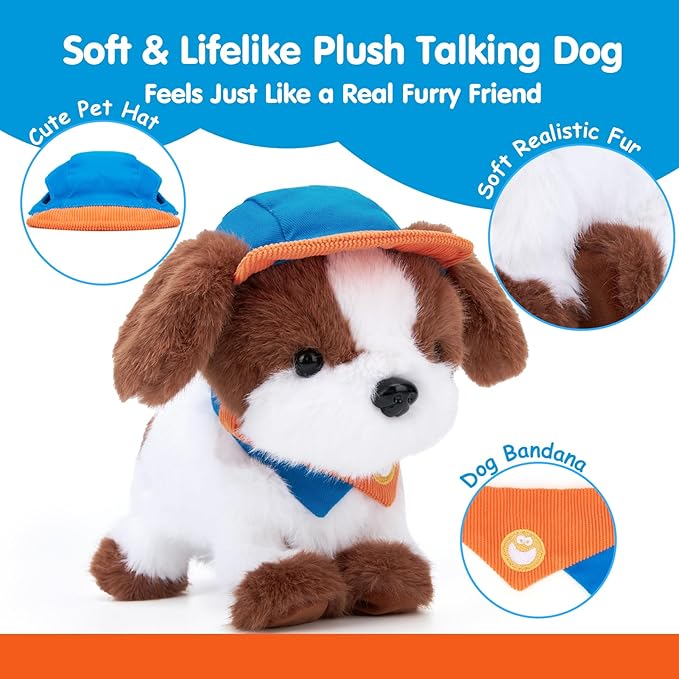 hahaland Robot Dog Realistic Interactive Plush Kids Toy Voice Controlled Talking Acts Like a Real Puppy with 12 Commands, Singing & Dancing, Emotional Support Pet Toy Gift for Boys & Girls Ages 3+