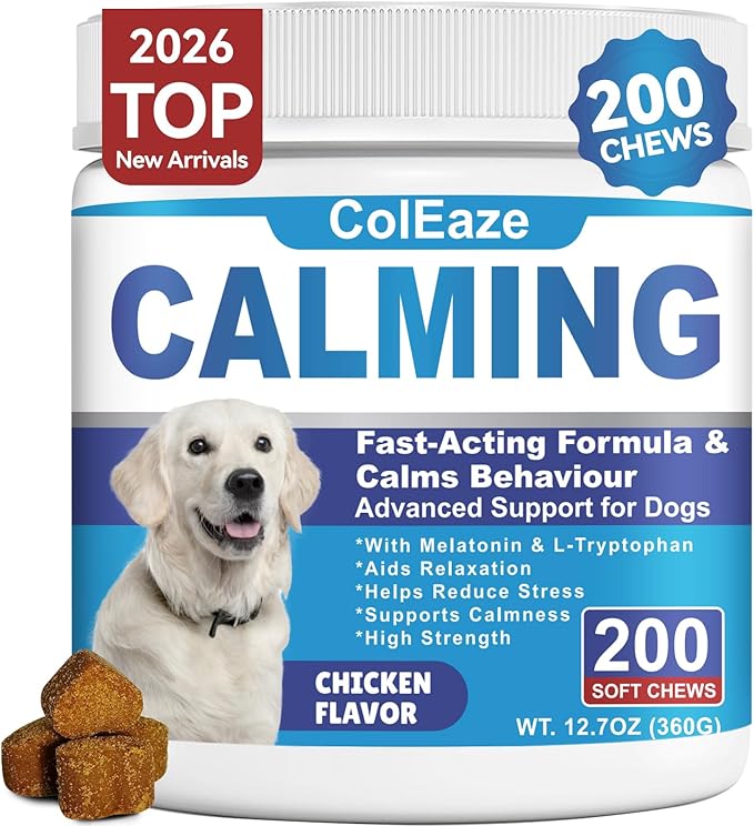 Calming Chews for Dogs 200ct- Dog Calming Chews Anxiety and Stress Relief Sleep Aid Melatonin for Dogs Noise, Thunder, Barking, Separation, Small Medium Large & All Breeds, Chicken Flavor