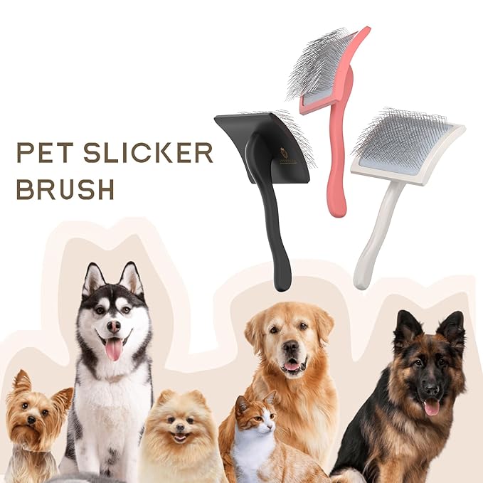 Slicker Brush for Dogs, for Golden Doodles with Long Hair, for Large Pet Dogs, Grooming Pet Hair, Cream White(Large)