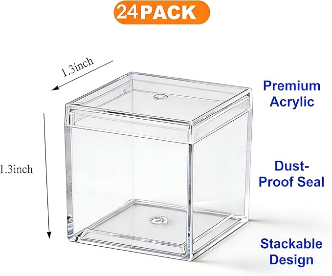 KissYou Acrylic Box Easter Clear Candy Boxes with Lid Acrylic Square Cube 4 Pieces Display Case Transparent Jewelry Storage Box Party Decorative Boxes