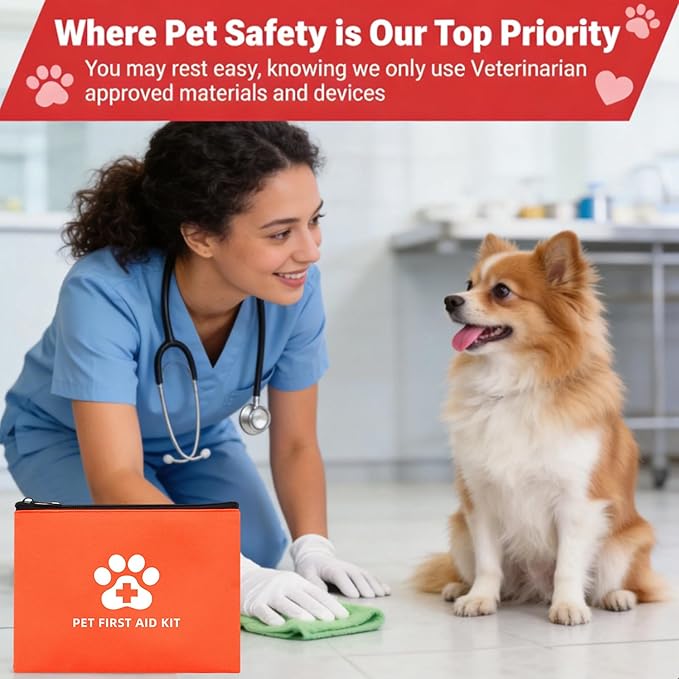 Portable Pet First Aid Kit, Emergency Kit for Dogs and Cats with Tick Remover Tools, Thermal Blanket Portable Waterproof Case for Hiking, Travel, Home, Car Use（102 pcs