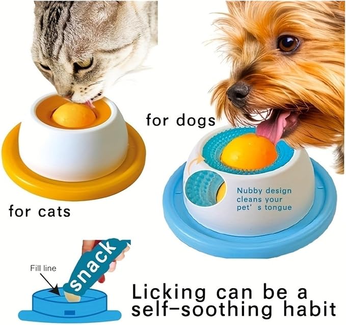 Sturdy Interactive Pet Lick Mat with Yogurt Licking Plate, Slow Feeder for Dogs & Cats - Dental Health & Mental Stimulation Toy(Yellow)