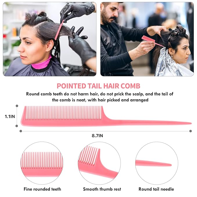 4pcs Curly Brush Set for Adult & Kids Wet or Dry Hair, Detangling Brush for 3/4ABC Hair with Wide Tooth Comb (4, Pink)