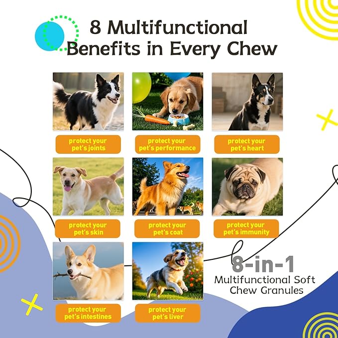 Dog Multivitamin, Chewable Dog Vitamins and Supplements for Hip & Joints, Skin & Coat, Omega 3 Fish Oil for Dogs- Senior & Puppy Multivitamin- Chicken- 120ct,Chicken Flavor
