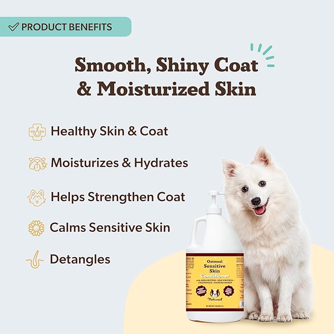 Natural Dog Company Sensitive Skin Dog Shampoo Gallon 128 oz Oatmeal Hypoallergenic Formula with Aloe, Manuka Honey & Chamomile Soothes Itchy, Dry, Flaky Skin Groomer & Multi-Dog Household Size