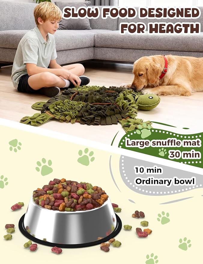 Dog Snuffle Mat Turtle Shape Large 28.8 x 22.8 Inch, Interactive Feeding Mat Slow Feeder for Dogs, Nosework Training Puzzle Mat for Small Medium Dogs (2 Pcs)