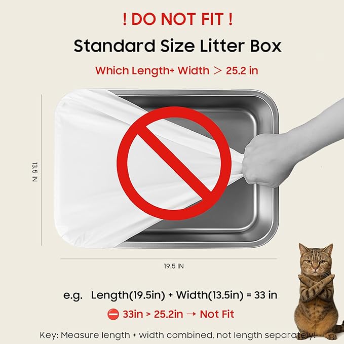 120 Tidy Draw-Pack Cat Litter Box Robot 5/4/3 Waste Bags Automatic Litter Box Bags, Tear-free, Sensor-compatible, Thick Heavy Duty Cat Litter Box Liner Bags 25.2 x 15.7 IN