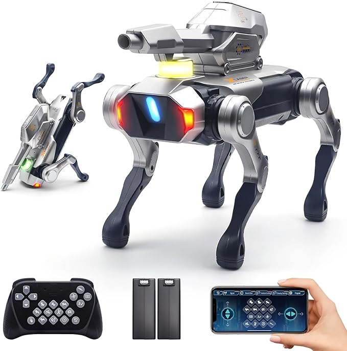 Smart Robot Dog,Interactive STEM Pet Toys with Blaster oice & Remote Control, App Programming,Lifelike Actions,Bionic Walking,Programmable Play Birthday Gifts for Boys Girls