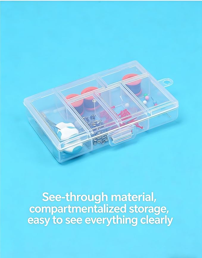 6-Grid Transparent Plastic Storage Box - 4.7x3.1x0.9 Inch Clear Organizer for Jewelry, Beads, Fishing Hooks & Nail Accessories