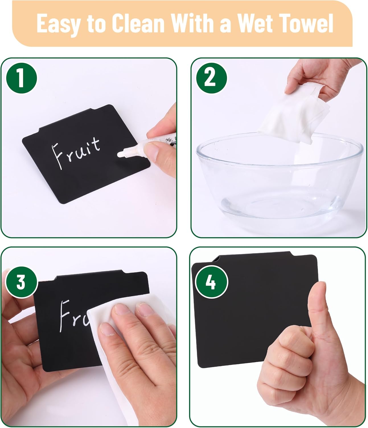 Basket Labels Clip On Set, 32 pcs — 30 Removable Bin Labels Clip On with 2 Chalk Markers