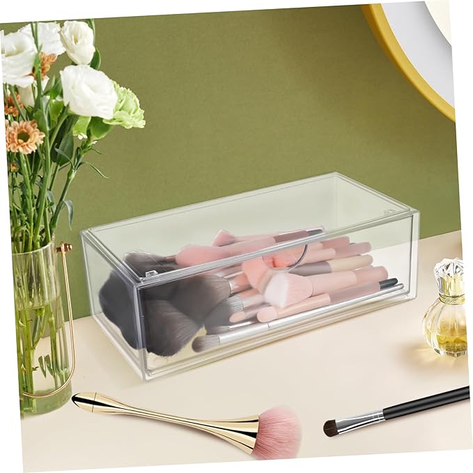 MERRYHAPY 3pcs Makeup Organizer Vanity Storage Box Lipstick Holder Desktop Cosmetics Organizer Lidded Storage Bin for Bathroom