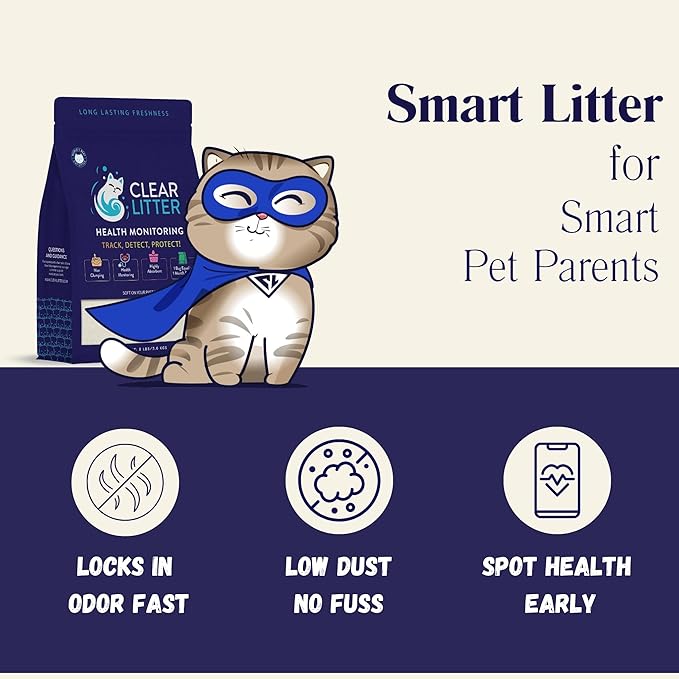 Crystal Cat Litter with Color-Changing Health Monitoring Crystals – 30-Day Odor Control, Low Dust, Non-Clumping, Ultra Absorbent, Safe for Multi-Cat Households, Easy Clean Silica Gel