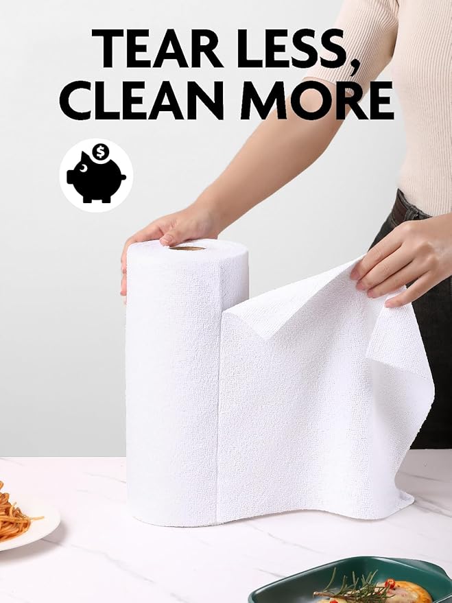 Fantasticlean Tear-Away Microfiber Cleaning Cloth Roll, Reusable Washable Kitchen Towels, Super Absorbent Dish Cloths