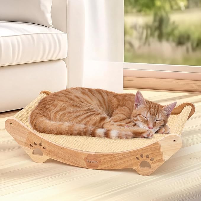 KEDAO Sisal Cat Scratcher Bed Scratching Posts for Indoor Cats Hammock Adults Kitty Curls Cat Scratcher Wooden Cats Furniture Scratching Pad