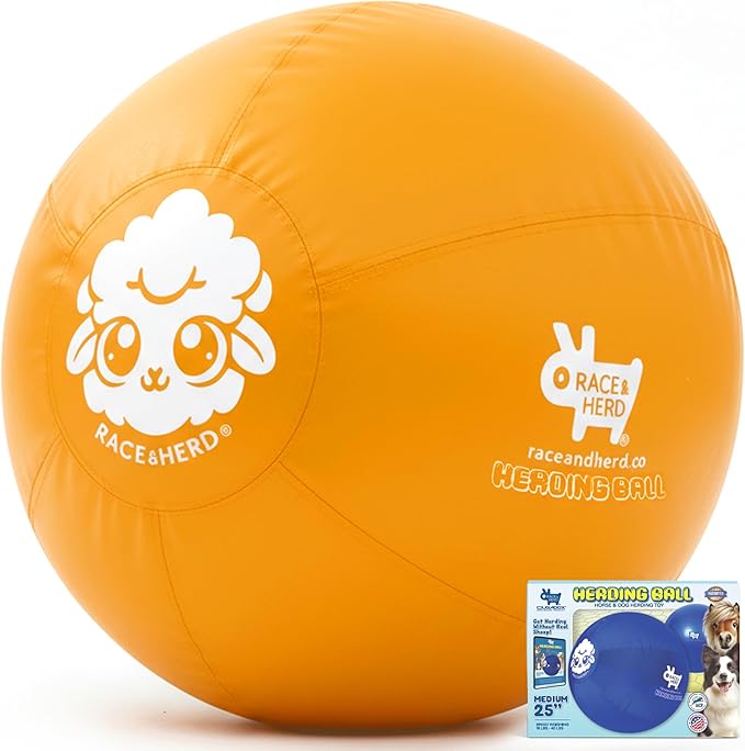 Race&Herd 25" Original XXL Herding Ball for Dogs - Herding Toys, Giant Dog Ball for Australian Shepherds, Border Collies - Durable Dog Outdoor Training Toy for Medium & Large Breeds (Yellow)
