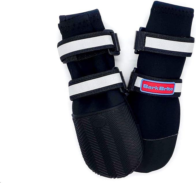All Weather Neoprene Paw Protector Dog Boots with Reflective Straps in 5 Sizes! (Black Medium)