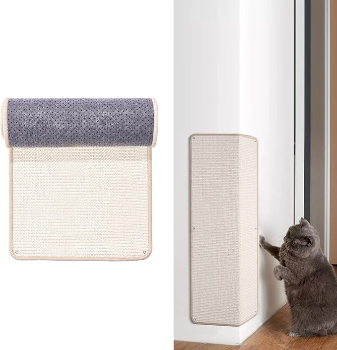 Natural Sisal Cat Scratcher Mat, Wall Scratcher Carpet, Cat Climbing Wall, Large Tall Scratching Post, Sofa Protector, Scratching Mat Pad for Indoor Cats (White, 78.7" Lx15.7 W, 1PC)