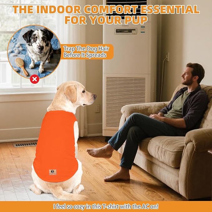 KOOLTAIL Christmas Thanksgiving Dog Clothes for Large Dogs, 2 Pack Cotton Fall/Winter Warm Dog T Shirts Coats, Insect Protection Anti-Hair Loss & Lightweight Pet Vest Tank Tops Apparel,Orange&Red,2XL