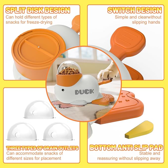 2pcs Dog Interactive Treat Dispenser Toy Food Puzzle Slow Feeder Duck-Shaped Dog Puzzle Feeders for Small Medium Dogs Cats IQ Training Reduces Bloating for Healthy Eating