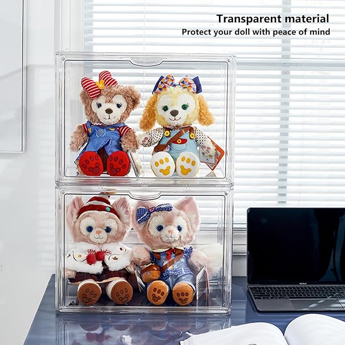 Clear Plastic Stackable Storage Bins, Clear Shoe Box, Dustproof Book & Cosmetic Display Cases, Large Figures Collectibles Showcase, Shoe Storage Boxes, Bag Organizer (1, TransparentXL-1 Pack)