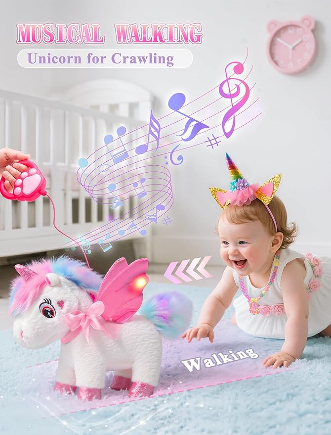 Unicorn Toys for Girls Age 4-6 Unicorns Gifts, Walking Talking Singing Interactive Unicorn with Light up Princess Cape, Remote Control Plush Unicorn Pet Care Toy for Toddler Girl Age 3 4 5 6
