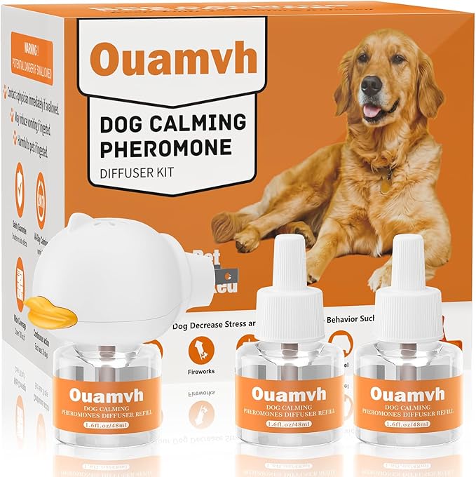 Dog Calming Diffuser,Relaxing Solution for Stress and Anxiety in Dogs, Reducing Scratching and Barking Behaviors in Puppies, Medium, and Large-Sized Dogs,Help Train Dog to Pee