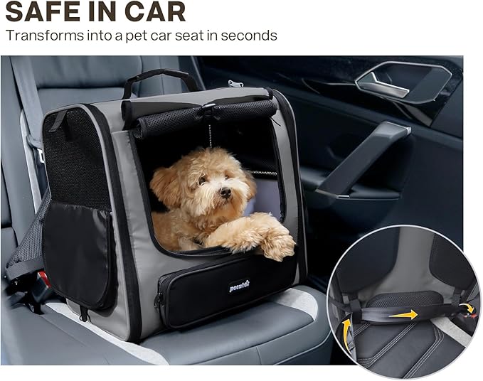 Pecute Cat Carrier Backpack Pet Carrier Backpack Widen Large Space, Stable Pet Backpack for Cat Small Dog, Ventilated Pet Backpack Miniature Dachshund Bag Suitable for Hiking, Camping Grey