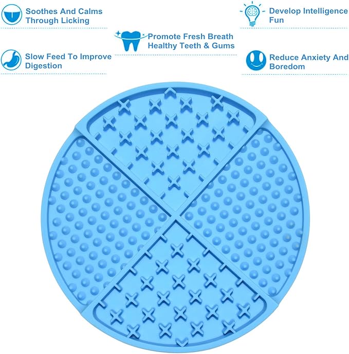 Bangp Silicone Dog & Cat Lick Mat and Slow Feeder,Extends Mealtime for Fast Eaters and Reduces Anxiety,Heavy-Duty Design,Dishwasher Safe,Perfect for Yogurt,Treats,Peanut Butter (Blue)