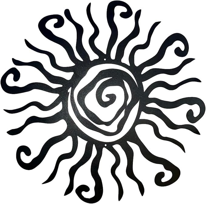 Riverside Designs Wacky Sun Metal Wall Art Indoor/Outdoor Decor - 24" Black Rust Proof Wall Sculpture - Made in USA - Ideal for Bedroom, Garden, Home, Patio and Farmhouse