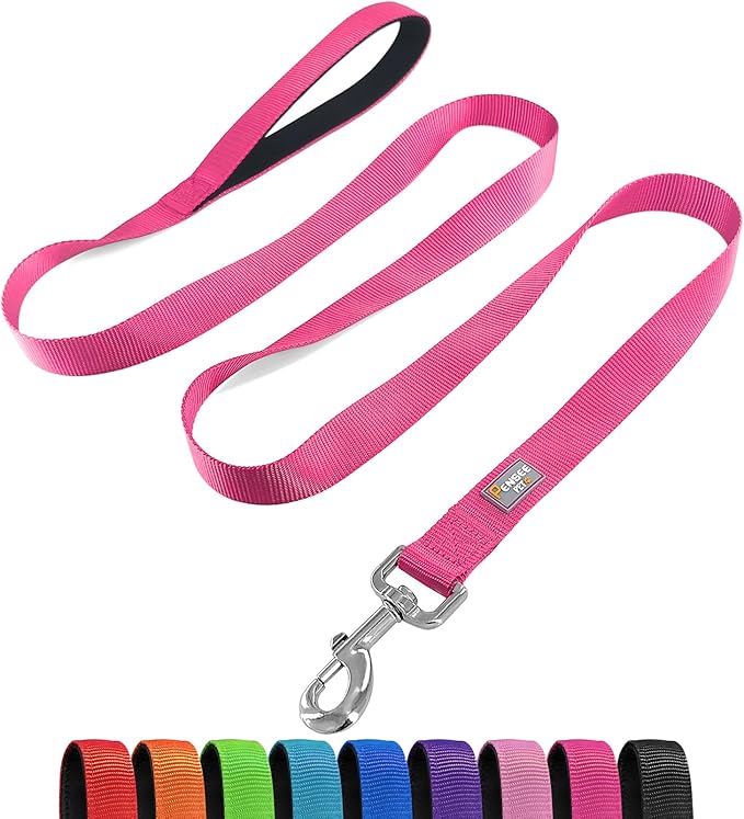 Basic Dog Leashes 6 FT Padded Handle Nylon Dogs Leashes for Large Dogs Hot Pink