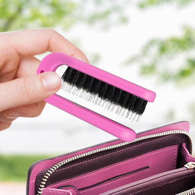 2 Pack Foldable Hair Brush Travel Hairbrush, Boar Bristle Hair Brush Portable Collapsible Pocket Comb for Women and Men, Suitable for Travel, Purse, Anti-Static Design (Hot Pink & Light Pink)