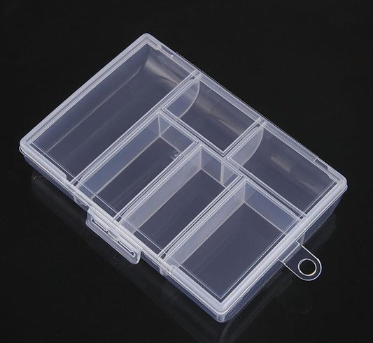6-Grid Transparent Plastic Storage Box - 4.7x3.1x0.9 Inch Clear Organizer for Jewelry, Beads, Fishing Hooks & Nail Accessories
