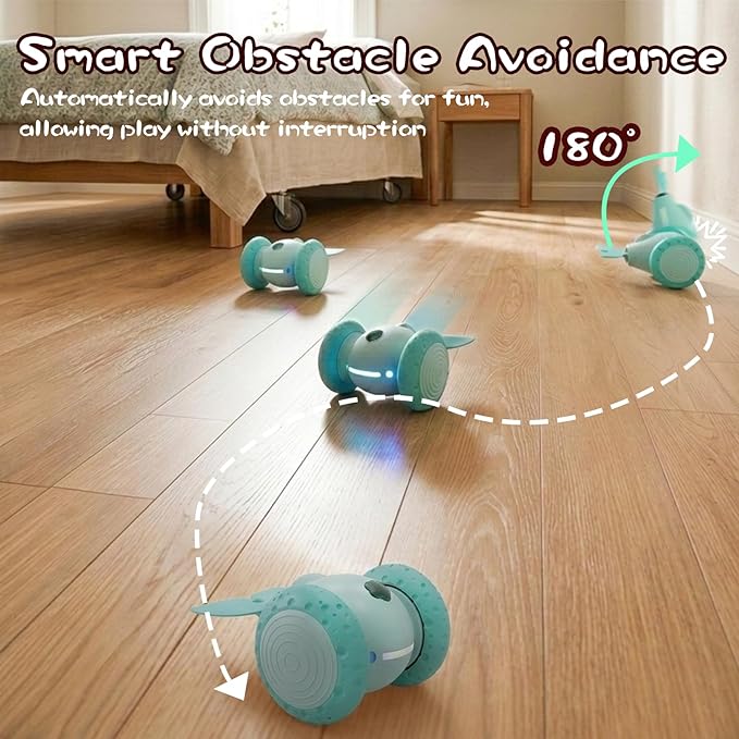 Puffluv Interactive Cat Toys, Automatic Moving Mouse Toy for Indoor Cats, Remote Control Cat Toys with LED Lights,Rechargeable Electric Kitten Toy USB Charging(Green)