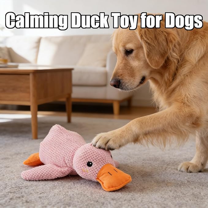 Anti-Destructive Pet Anxiety Relief Duck Toy, Calming Duck Toy for Dogs, 12.6in/32cm Dog Stress Relief Duck, 2026 New Upgraded Plush Soft Stuffed Puppy Dog Toy for Small Medium Dogs (Yellow-1 Pc)