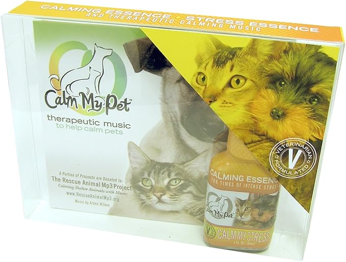 Calm My Pet Calm My Stress Kit, Unscented Organic Calm My Stress Essence and Soothing Music