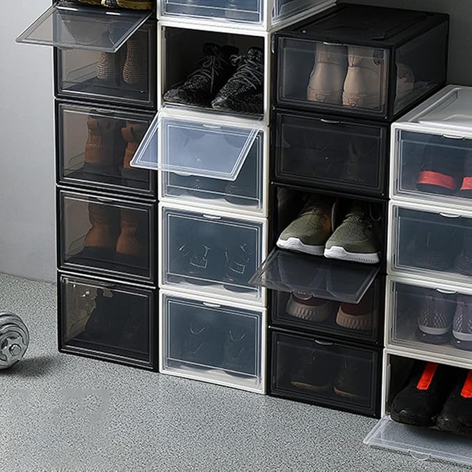 Zerodeko 1pc Transparent Sneaker Storage Box Clamshell Shoes Organizer Stackable Container for Shoes Socks and Accessories for Closet and Entryway Storage