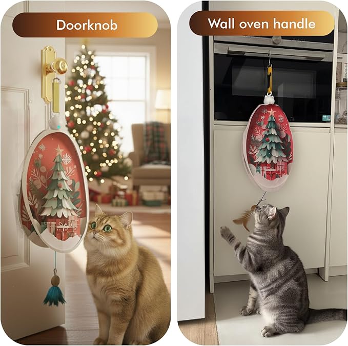 OtterVerz 11 Interactive Cat Toys for Indoor Cats, Automatic Concealed Hide and Seek Hanging Feather Cat Toy, Rechargeable Motion-Activated Enrichment Toys for Bored Adult Cats (Tree Pattern