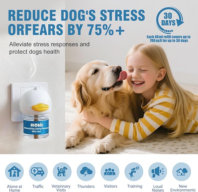 Dog Calming Diffuser – 2-Pack Dog Pheromone Calming Diffuser Kit for Stress, Anxiety, Barking & Destructive Behavior Relief, Perfect for Separation Anxiety & Aggression (Blue, 2 Count (Pack of 1))