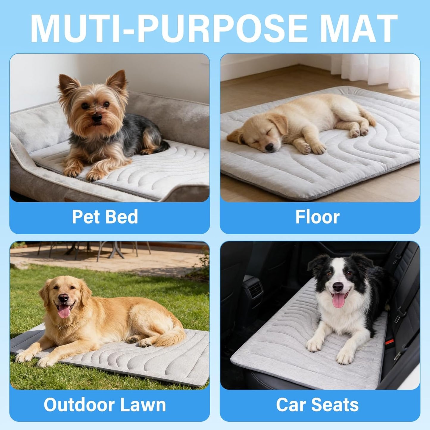 Dog Cooling Mat, 36"x23" Reversible Cooling Pad for Dogs Cats, Pressure Activated Pet Cooling Mat Indoor Outdoor, Scratch-Resistant & Machine Washable, Summer Dog Blanket, Grey