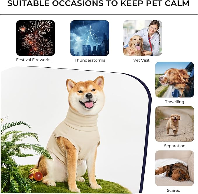 Dog Anxiety Calming Vest Adjustable Turtleneck Thunder Shirt Jacket for Fireworks, Separation, Vet Visits, Pet Hoodie for Large Medium Dogs