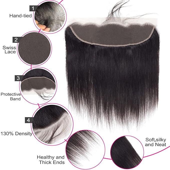 Selina Straight Lace Closure 13x4 Hd Lace Frontal Closure Brazilian Straight Human Hair Natural Black Hair Color 14 Inch