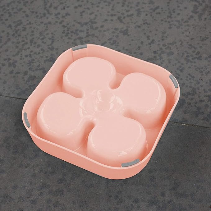 Healthy Slow Feeding Dog Bowl for French Bulldog -Slow Feeder Dog Bowl No Chocking Dog Cat Food Water Bowl with Four-Leaf Clover Pattern (Pink)